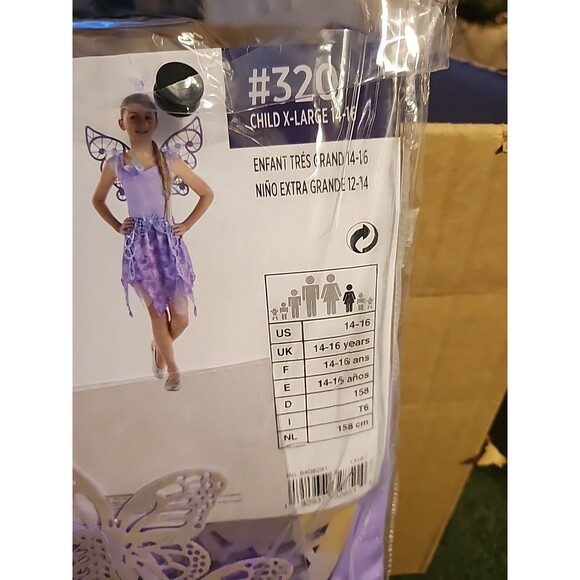New Shimmering Butterfly Purple Suit Child-X-Large 14-16 Halloween Child Costume - Picture 8 of 8